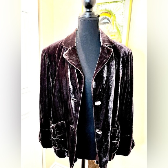 Spencer Jeremy velour maroon blazer, covered buttons, tailored pockets, lined 💜 - Picture 7 of 11